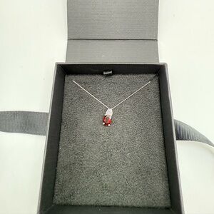 Garnet and Diamond Birthstone Pendant in 10K White Gold